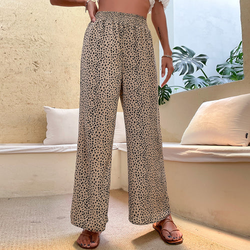 Damen Leichte Palazzo‑Hose mit hohem Gummibund und dezentem Animal‑Print – Avélisse