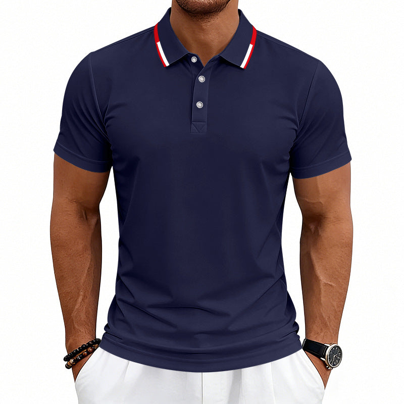 Herren nan tailliertes Kurzarm-Poloshirt mit Kontrastkragen aus atmungsaktivem Piqué Echo Archiv