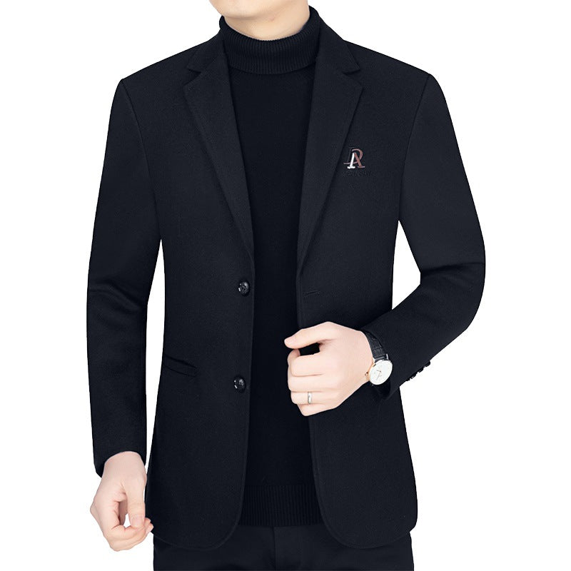 Herren tailliertes City-Sakko aus feiner Wollmischung mit dezenter Logo-Stickerei – Tianoro