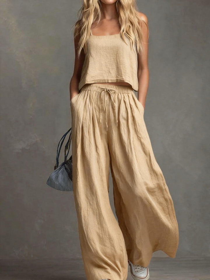 Damen Sommerliches Freizeit-Set mit weitem Oberteil und lässiger Hose Echo Archiv