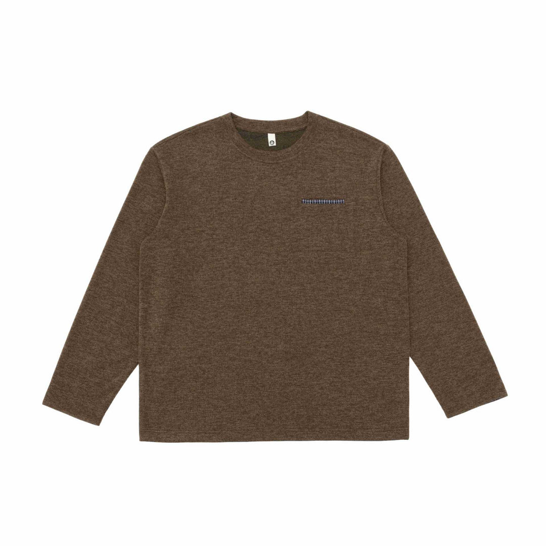 Unisex Oversize-Langarmshirt mit Rundhals und dekorativer Brustpaspel Echoarchiv