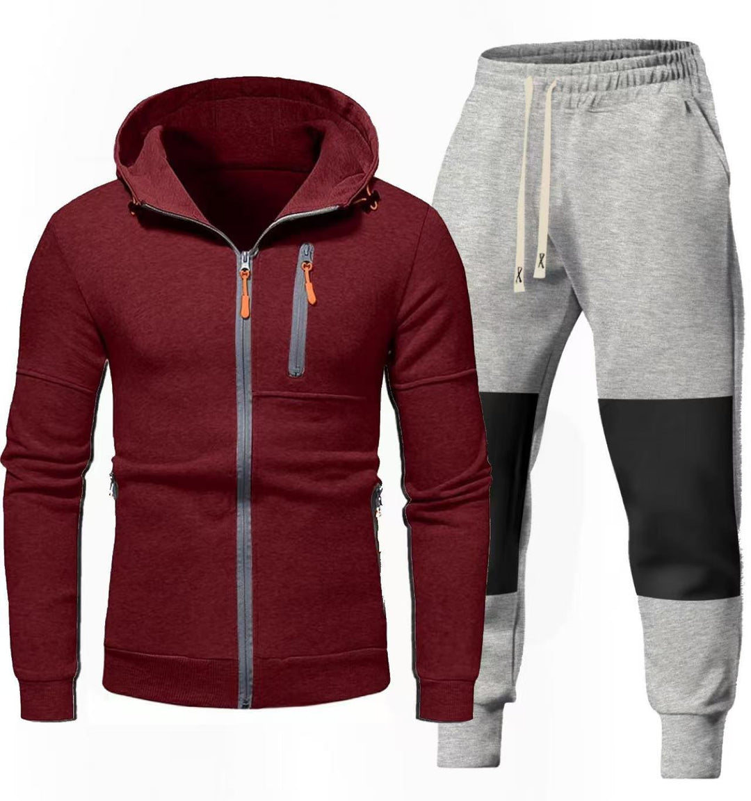 Herren Sportliches Hoodie- und Jogginghose-Set mit Funktionalen Reißverschlusstaschen Echoarchiv