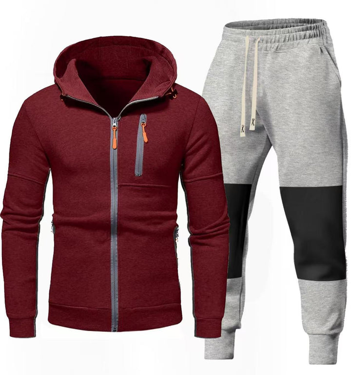 Herren Sportliches Hoodie- und Jogginghose-Set mit Funktionalen Reißverschlusstaschen Echoarchiv