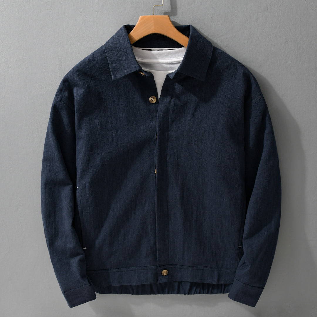 Herren Leichte Leinen-Überhemd-Jacke mit Hemdkragen und verdeckter Knopfleiste Echoarchiv