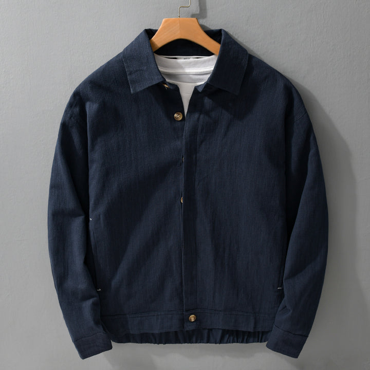 Herren Leichte Leinen-Überhemd-Jacke mit Hemdkragen und verdeckter Knopfleiste Echoarchiv