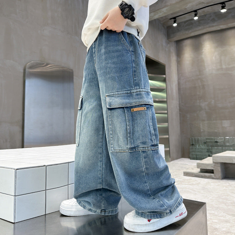 Unisex weite Cargo-Jeans mit tiefen Taschen Echo Archiv