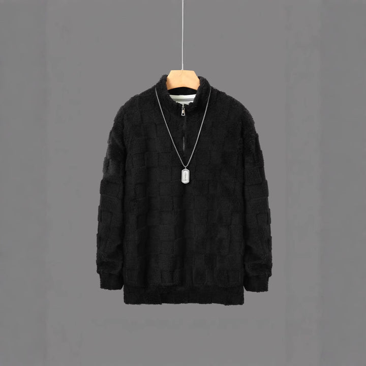 Herren Fleece-Pullover mit strukturierter Oberfläche und hohem Kragen Echoarchiv