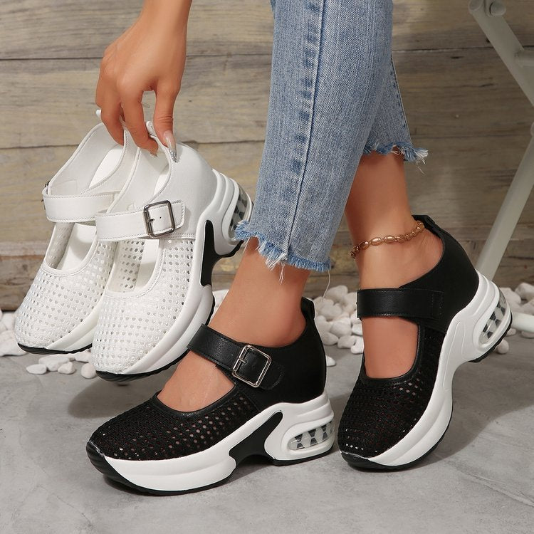 Damen nan Riemchen-Sneaker im Mary-Jane-Stil mit sichtbarer Luftdämpfung und perforiertem Obermaterial Echo Archiv