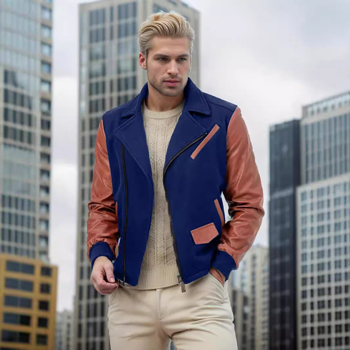Herren elegante Bikerjacke mit kontrastierenden Ärmeln Echoarchiv