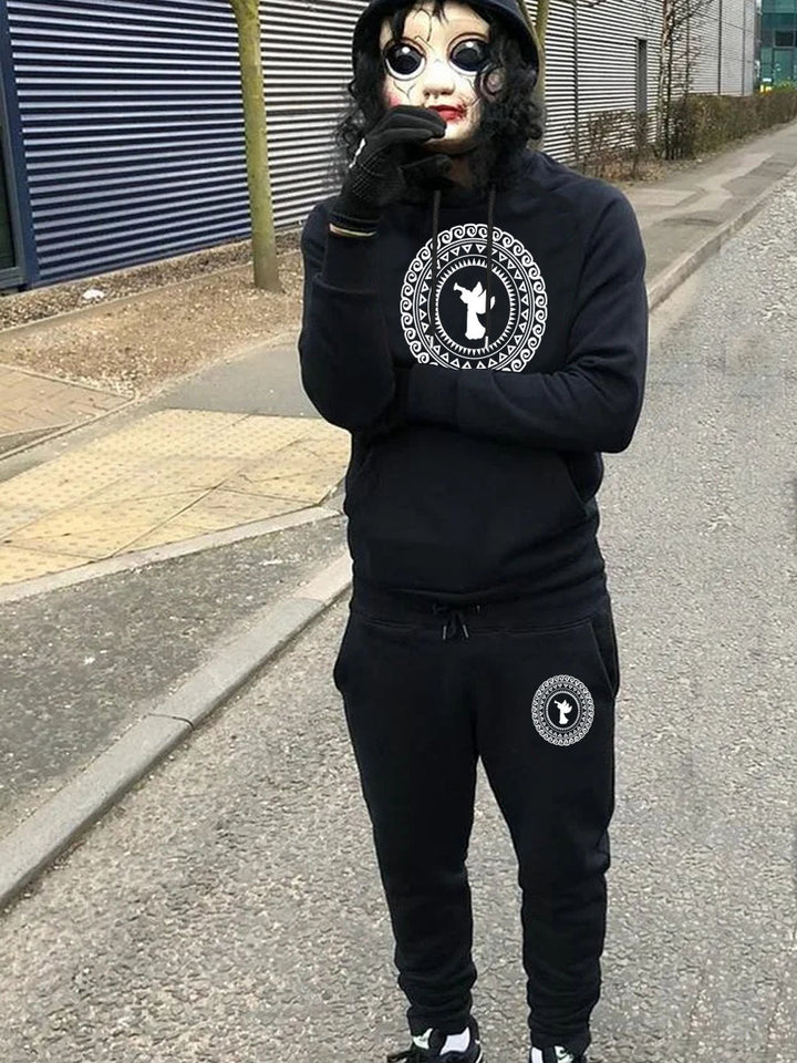 Herren sportliches Hoodie- und Jogginghose-Set mit kreativem Design Echoarchiv