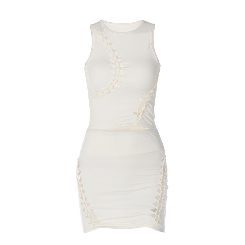 Damen Sportliches Crop-Top und Rock Set Echo Archiv