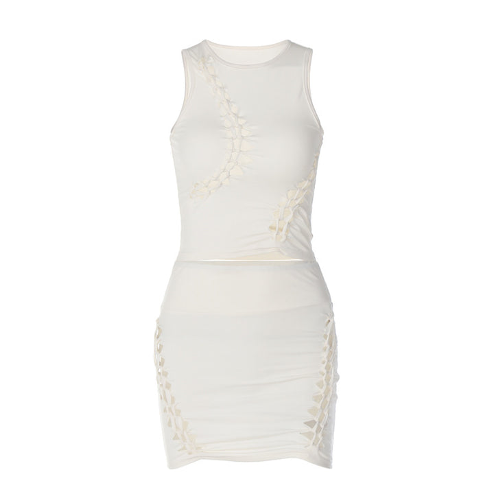 Damen Sportliches Crop-Top und Rock Set Echo Archiv