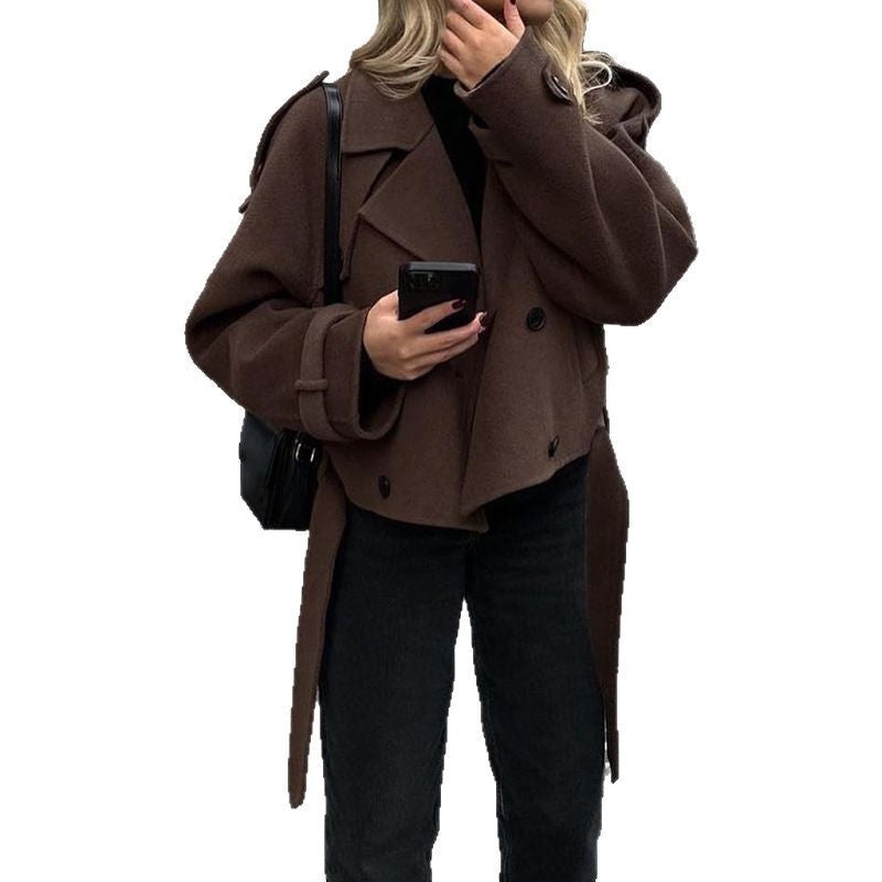 Damen modische cropped Jacke im Trench-Stil Echoarchiv