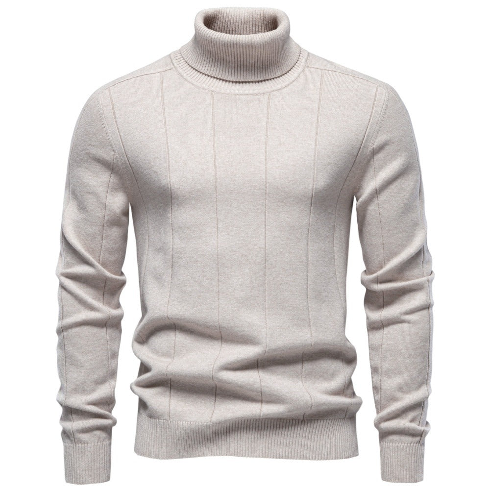Herren Rollkragenpullover aus hochwertigem Feinstrick mit vertikaler Strukturnaht Echoarchiv
