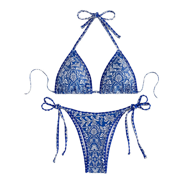 Damen Triangel-Bikini mit verspieltem Bindeband und eleganter Musterung Echo Archiv
