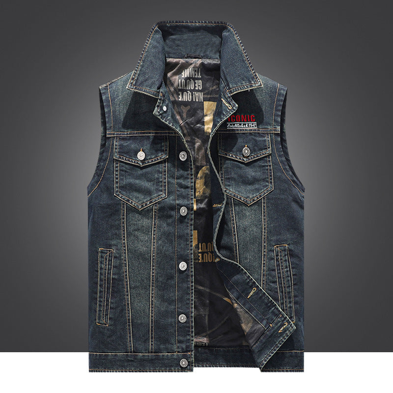 Herren Denim-Weste mit praktischen Taschen und robustem Design Echoarchiv