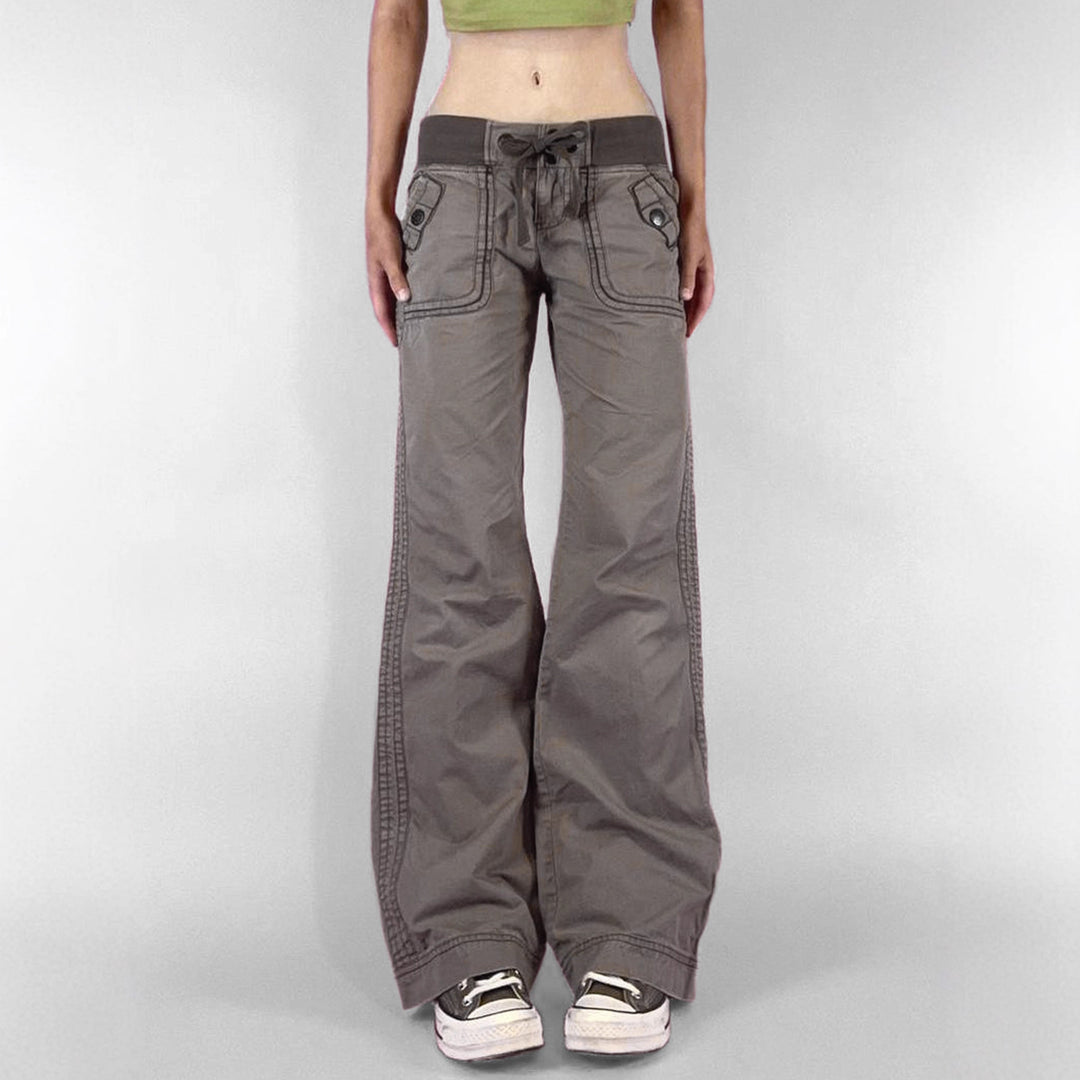 Damen nan Highwaist Schlaghose mit weitem Bein, hohem Bund und Gürtelschlaufen Echo Archiv