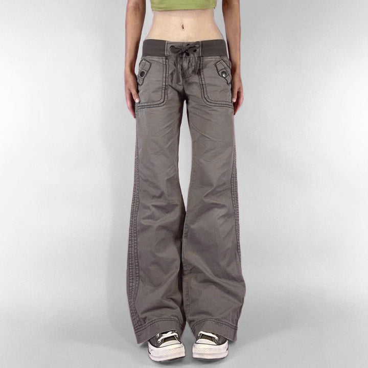 Damen nan Highwaist Schlaghose mit weitem Bein, hohem Bund und Gürtelschlaufen Echo Archiv