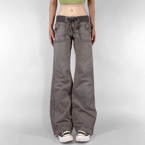 Damen nan Highwaist Schlaghose mit weitem Bein, hohem Bund und Gürtelschlaufen Echo Archiv