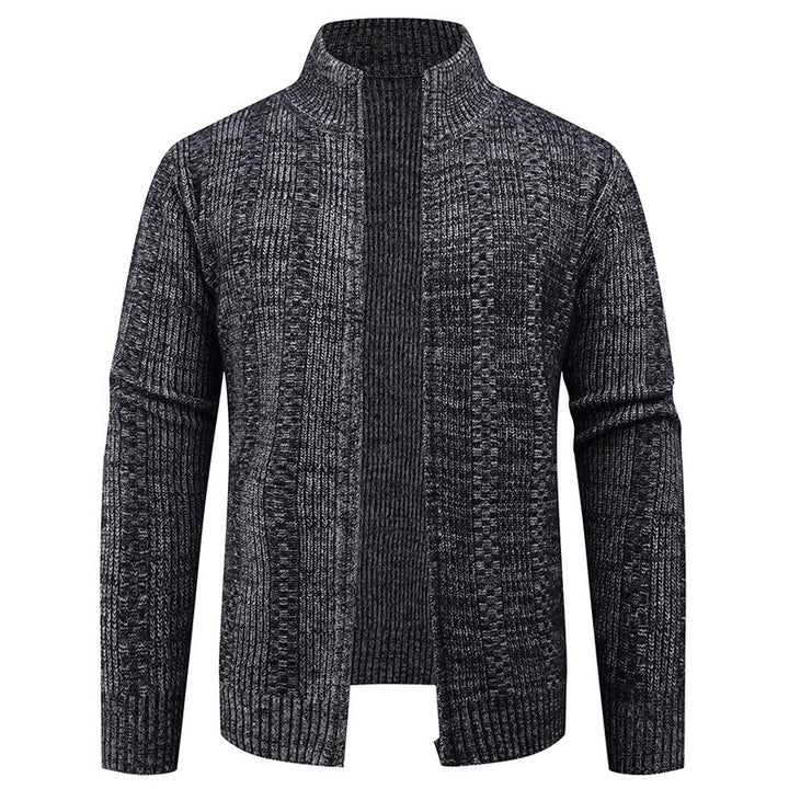 Herren Strickjacke mit strukturierter Oberfläche und hohem Kragen Echoarchiv