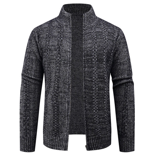 Herren Strickjacke mit strukturierter Oberfläche und hohem Kragen Echoarchiv
