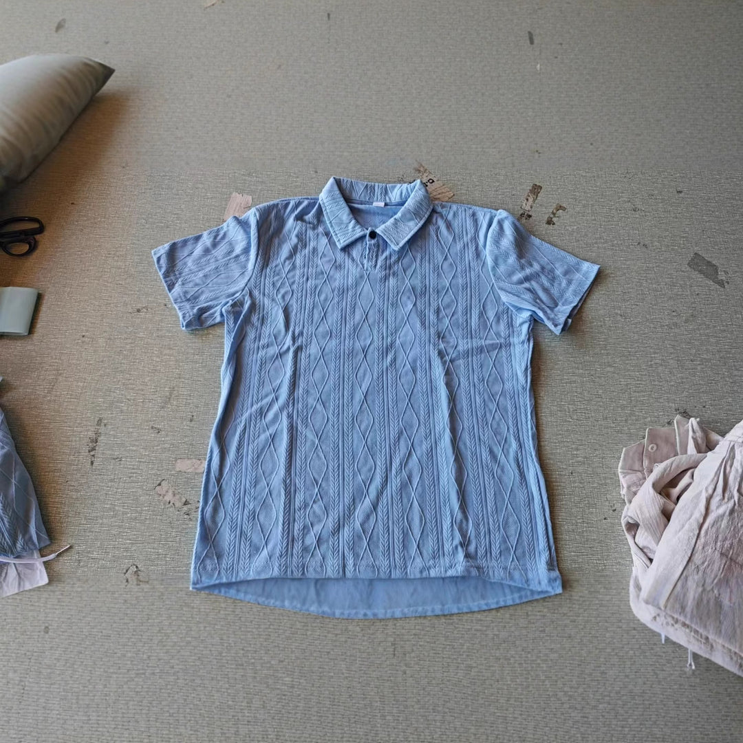 Herren Gemütliches Kabelstrick-Polo und Hosen-Set Echoarchiv