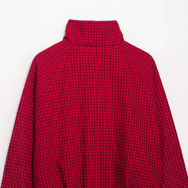Damen Karierte Cropped-Boxy-Übergangsjacke mit hohem Stehkragen und Reißverschluss Echoarchiv