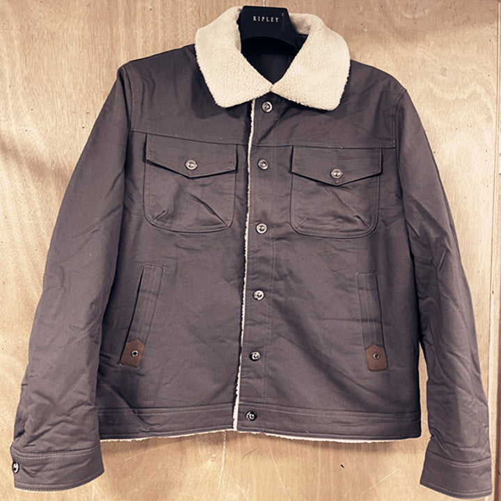 Herren Utility-Arbeitsjacke aus Canvas mit Kunstfellkragen und gesteppter Innenfütterung Echoarchiv