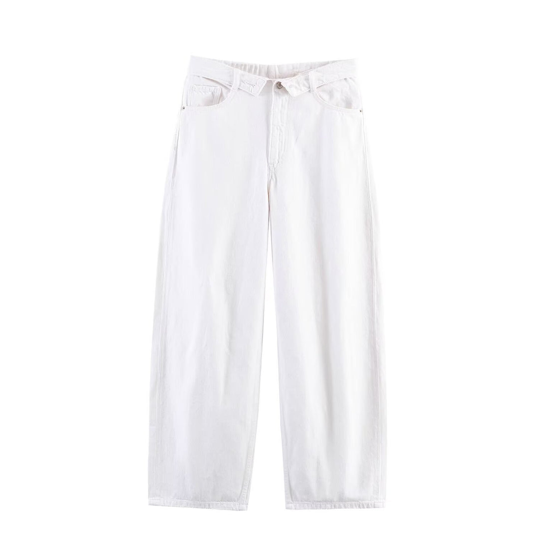 Damen nan weite hochgeschnittene Vintage-Jeans mit Destroyed-Effekten Echo Archiv
