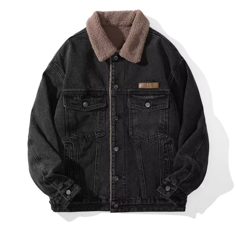 Herren Lässige Jeansjacke mit Teddyfutter Echoarchiv