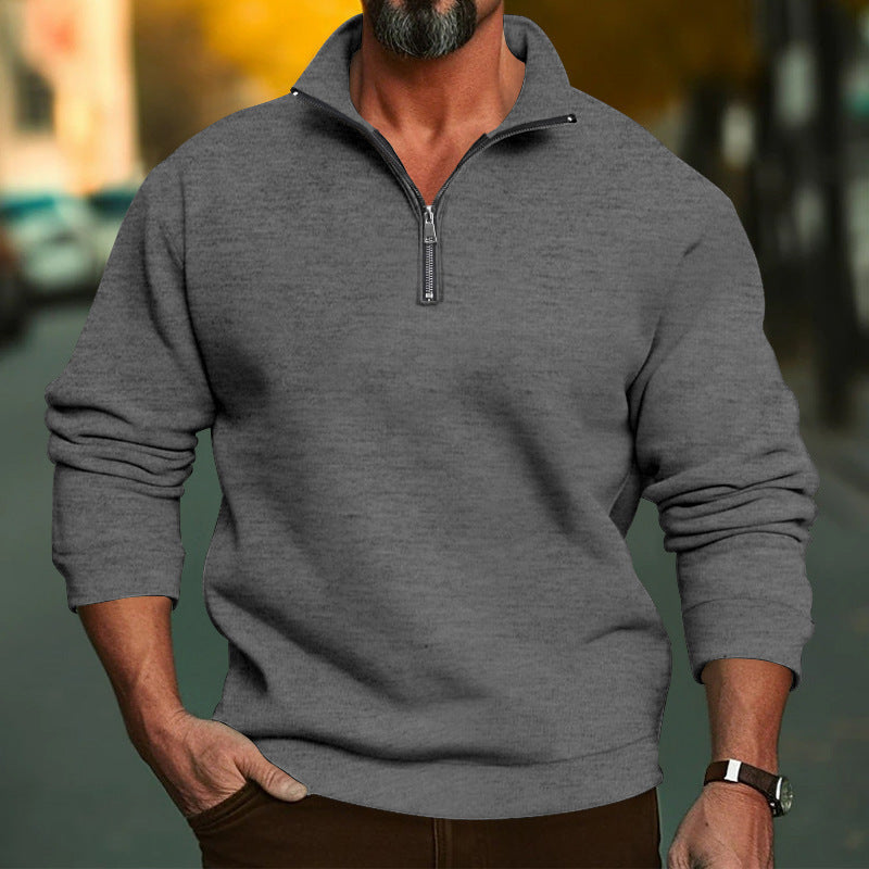 Herren Sweatshirt mit halblangem Reißverschluss und weichem Innenfutter – Marzano