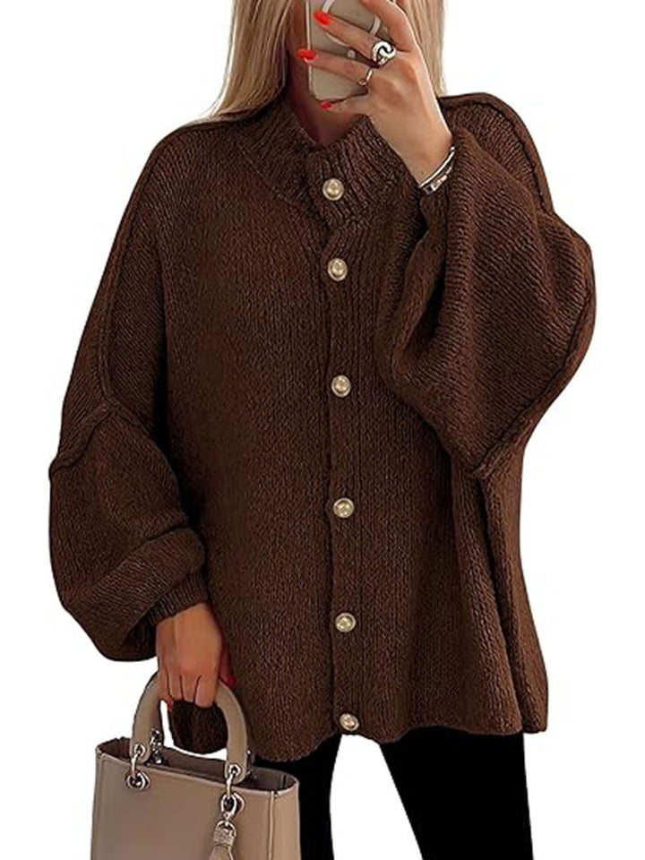 Damen oversized Strickjacke mit Knopfverschluss Echoarchiv