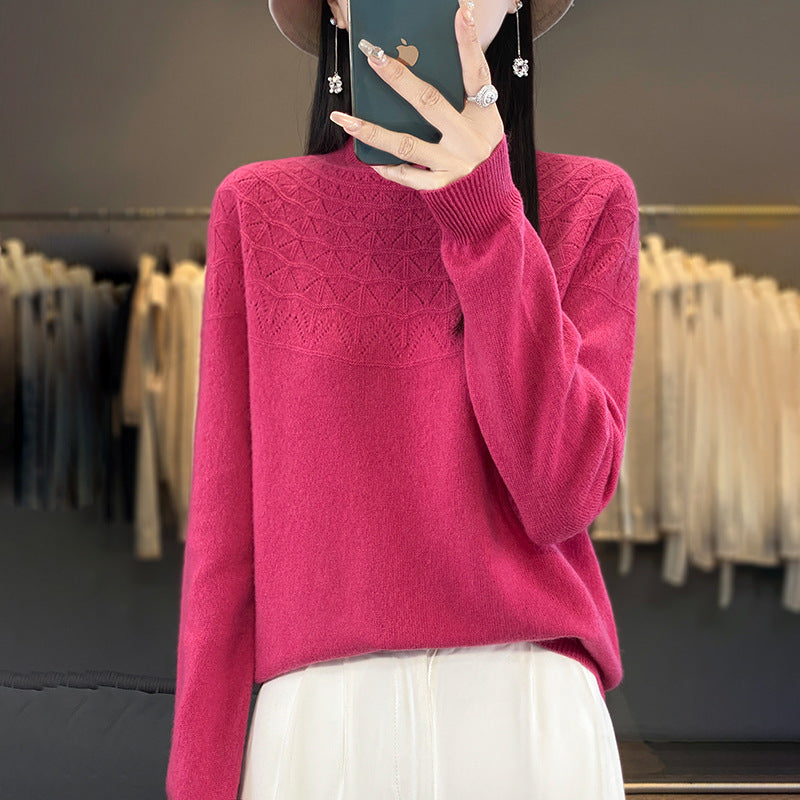 Damen Kuscheliger Mohair‑Optik Pullover mit Zierstruktur am Oberteil und Stehkragen Echoarchiv