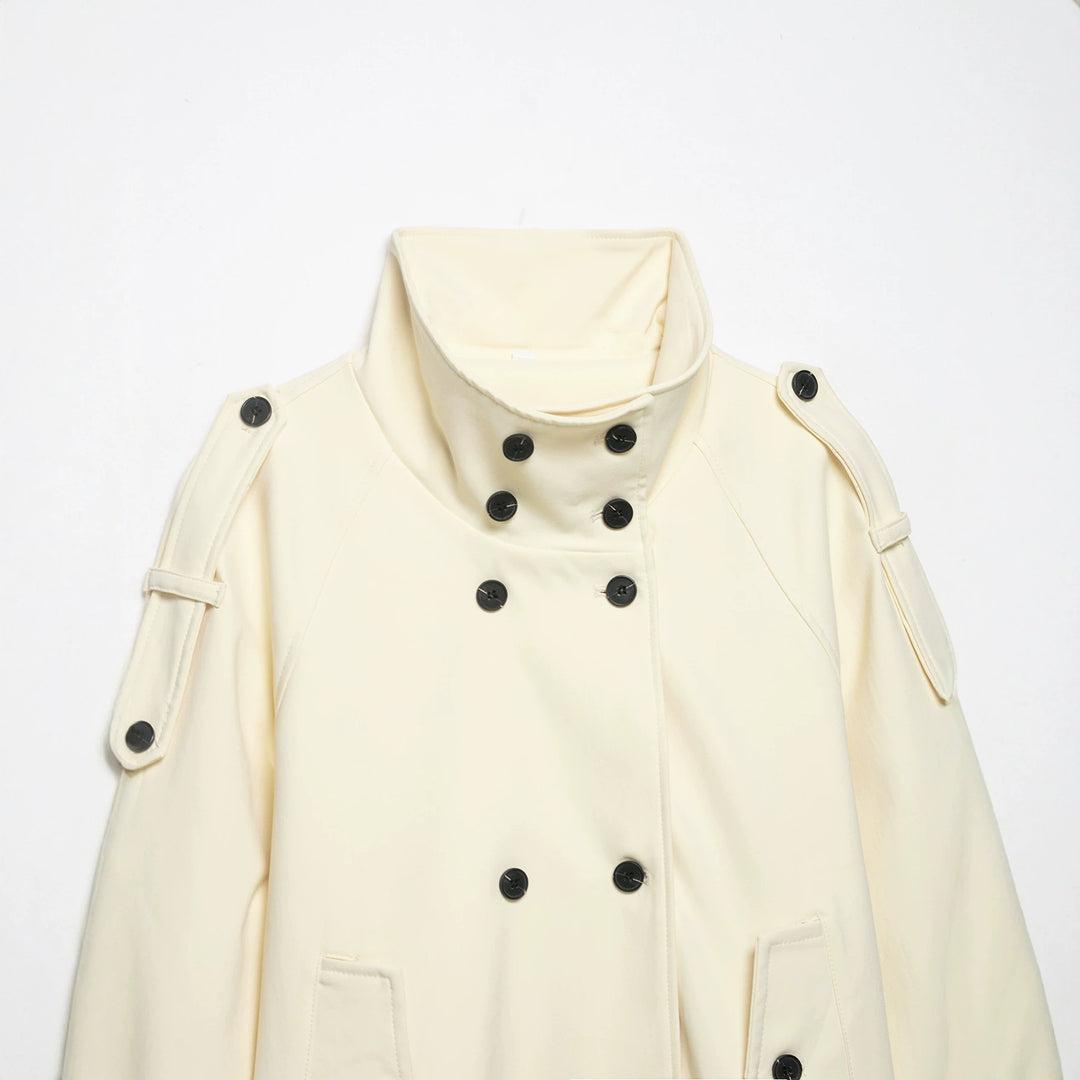 Damen Kurzjacke im Trenchcoat-Stil mit Doppelreiher und Taillengürtel Echo Archiv