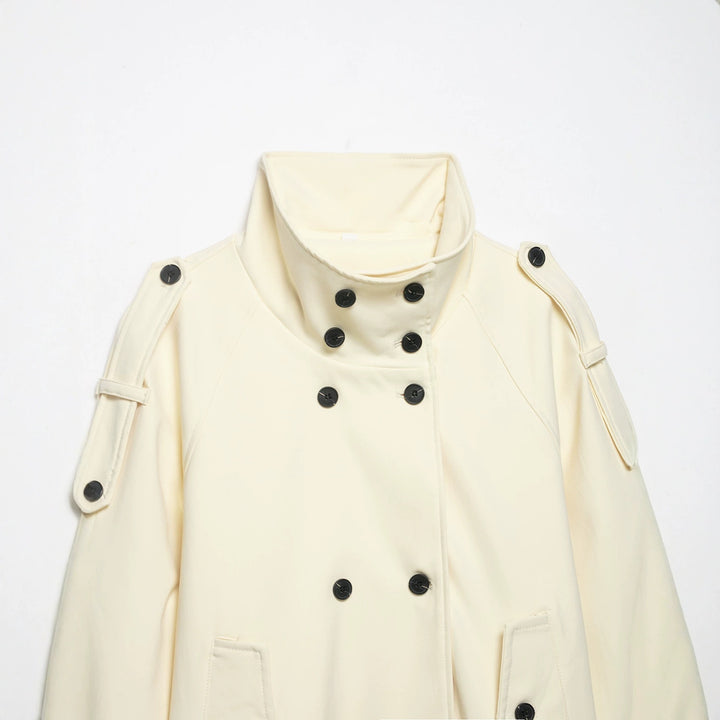 Damen Kurzjacke im Trenchcoat-Stil mit Doppelreiher und Taillengürtel Echo Archiv