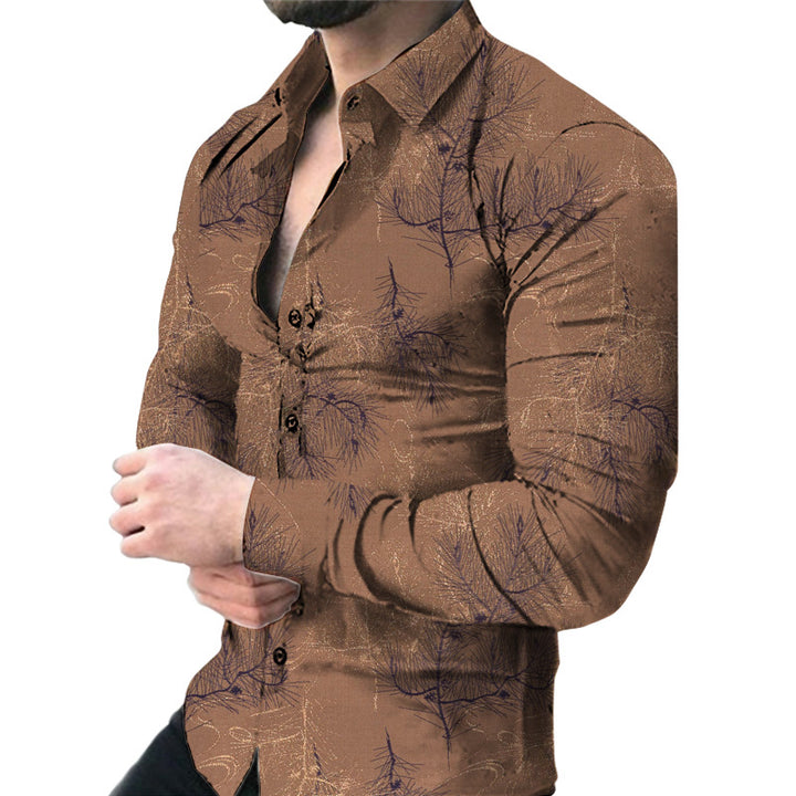Herren Kurzarmhemd mit elegantem floralen Druck und schmalem Schnitt Echoarchiv