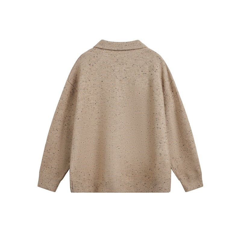Damen Oversize-Polo-Pullover aus Mélange-Feinstrick mit Polokragen und Knopfleiste Echoarchiv