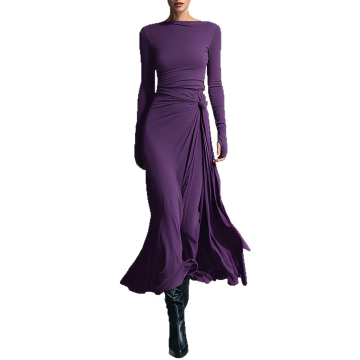 Damen elegantes Abendkleid mit langem Arm und Wickeldesign Echo Archiv