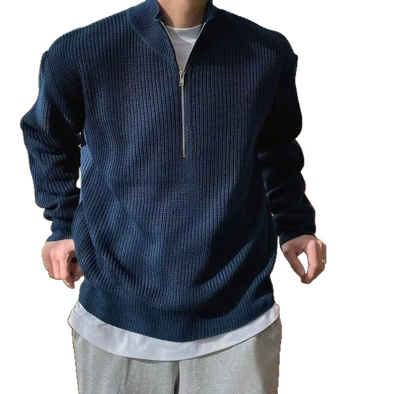 Herren Modischer Strickpullover mit Stehkragen und Reißverschluss Echo Archiv