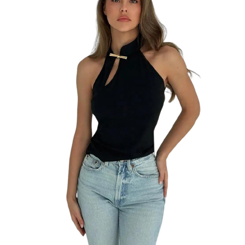 Damen Elegantes Haltertop mit modischer Schlitz-Detail Echo Archiv