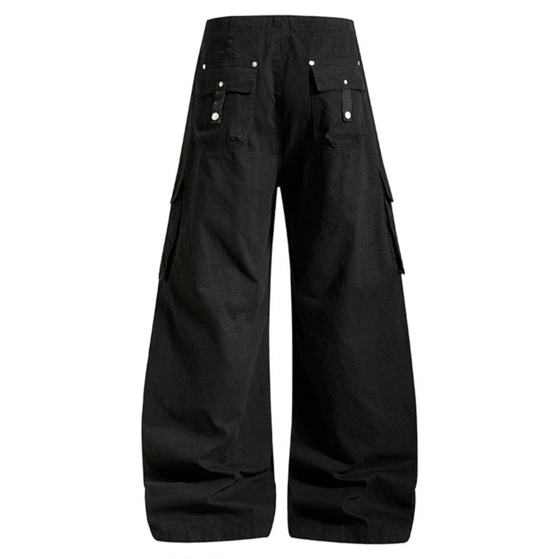 Damen weite High-Waist Cargo-Hose mit Tunnelzugbund und großen Klapptaschen Echoarchiv