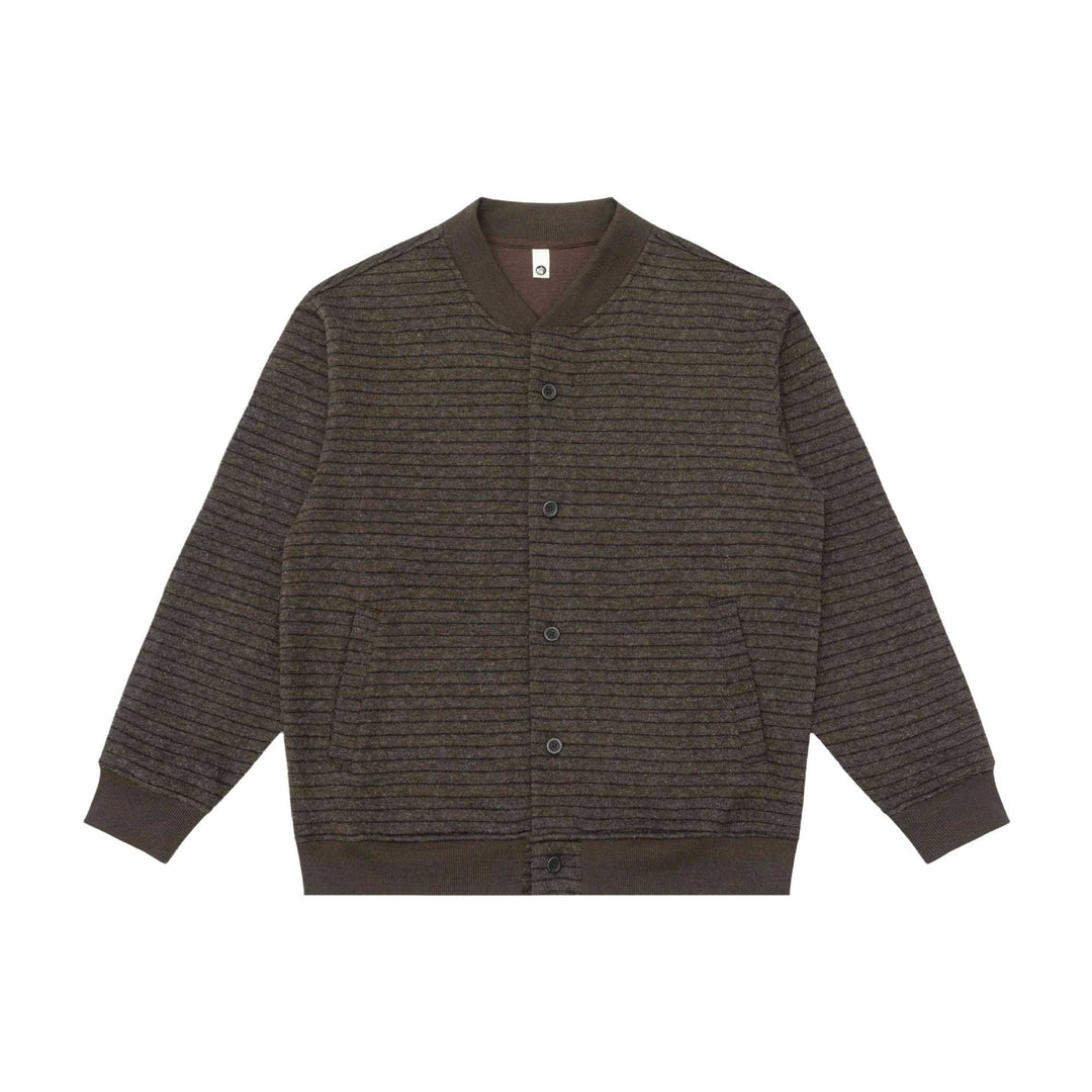 Herren Gestreifte Strick-Cardigan-Jacke mit V‑Ausschnitt und gerippten Bündchen Echoarchiv