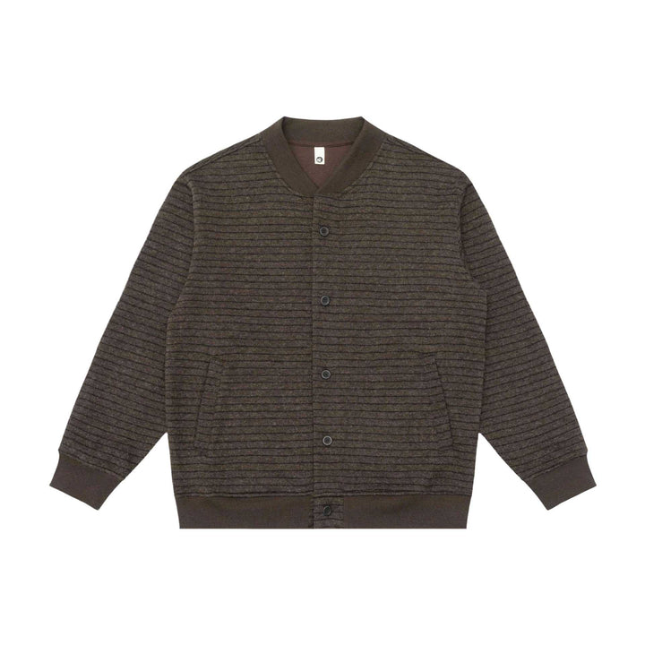 Herren Gestreifte Strick-Cardigan-Jacke mit V‑Ausschnitt und gerippten Bündchen Echoarchiv