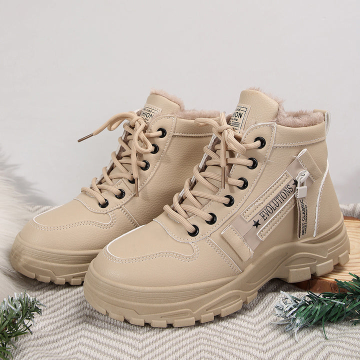 Damen  gefütterte High-Top Sneaker-Boots mit dicker Profilsohle und seitlichem Reißverschluss Echo Archiv