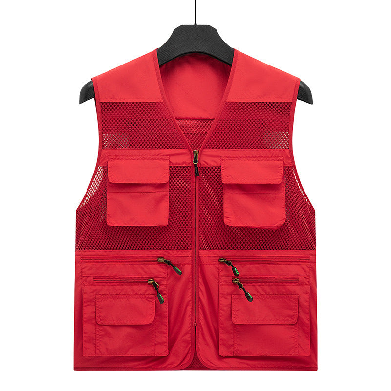 Herren atmungsaktive Mesh Outdoorweste mit multifunktionalen Taschen und Frontreißverschluss – Marzano