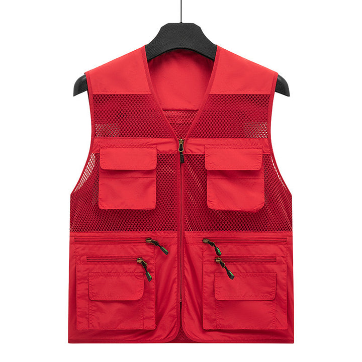 Herren atmungsaktive Mesh Outdoorweste mit multifunktionalen Taschen und Frontreißverschluss – Marzano