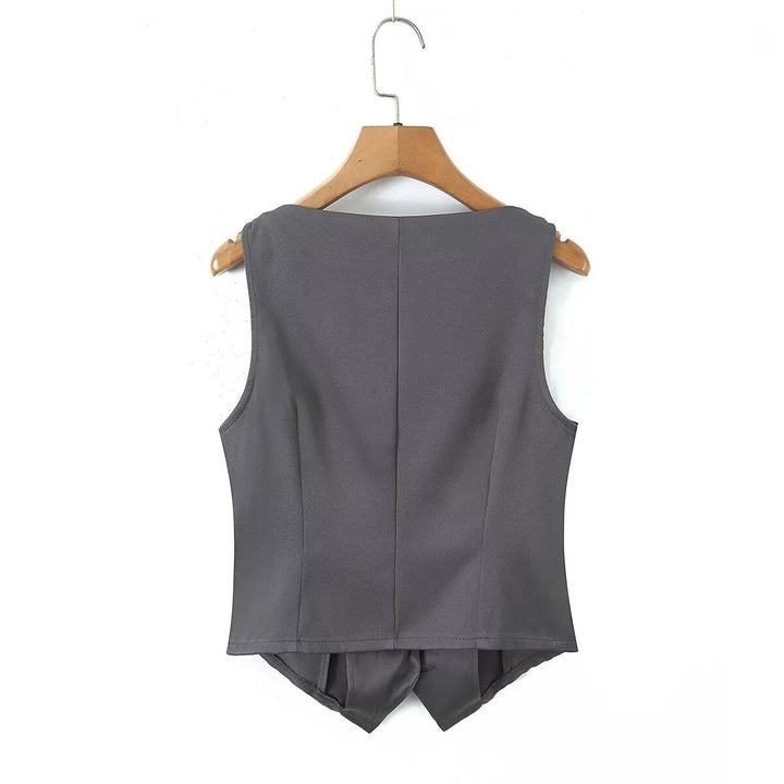 Damen-Set aus tailliertem Weste und kurzem Rock mit eleganten Knopfdetails Echo Archiv