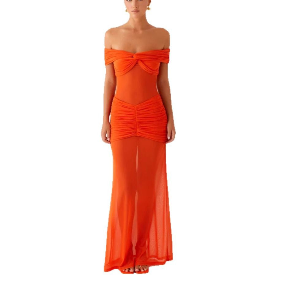 Damen Off-Shoulder Maxikleid mit raffinierten Drapierungen Echo Archiv
