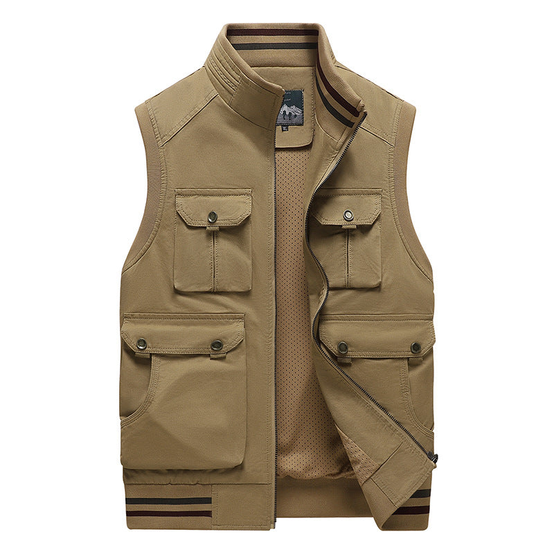 Herren Multifunktionale Outdoor-Weste mit vier Pattentaschen, Stehkragen und Mesh‑Futter – Marzano