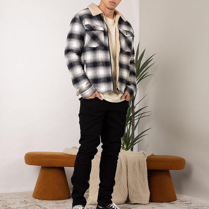 Herren stylische Flanelljacke mit warmem Fleece-Futter Echoarchiv